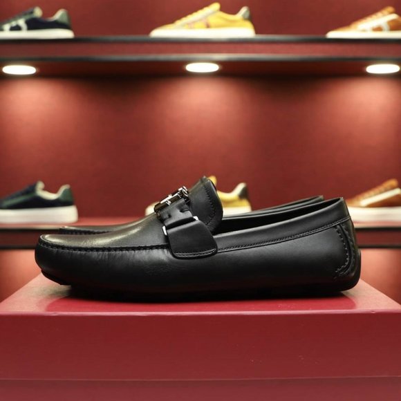 NEW Authentic Salvatore Ferragamo Peter SF Logo Black Leather Driving Loafers main image 7